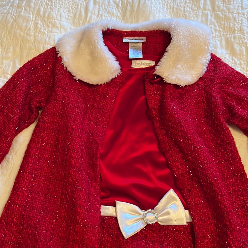 Precious little Christmas outfit dress and jacket